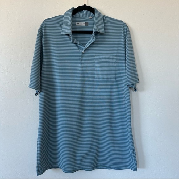 Kjus Lee Sage Green Light Blue Men’s Striped Short Sleeve Golf Polo Xtra Large - Picture 5 of 11